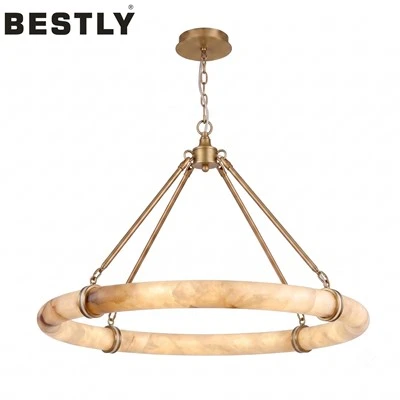 Lustre moderno com anel de alabastro para ilha de cozinha